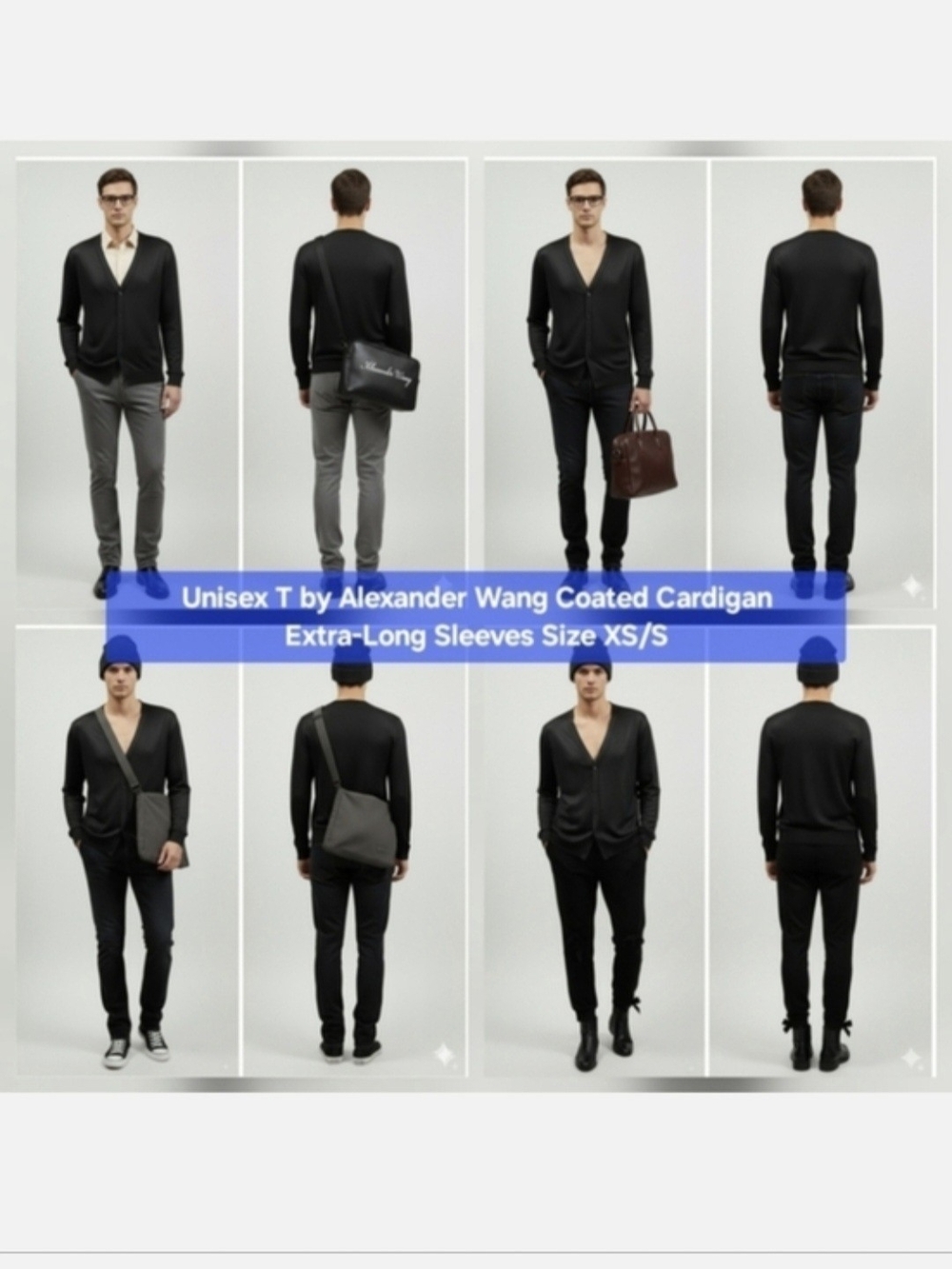 Unisex T by Alexander Wang Coated Cardigan Size XS/S